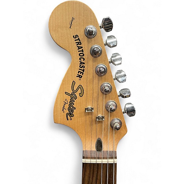 Used Squier Standard Stratocaster Left Handed Black Electric Guitar