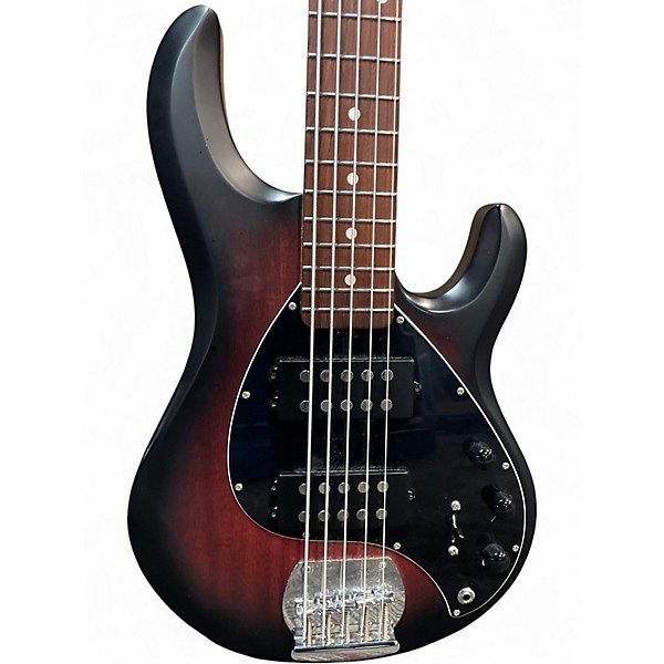 Used Sterling by Music Man Ray5 5 String Red Burst Satin Electric Bass Guitar