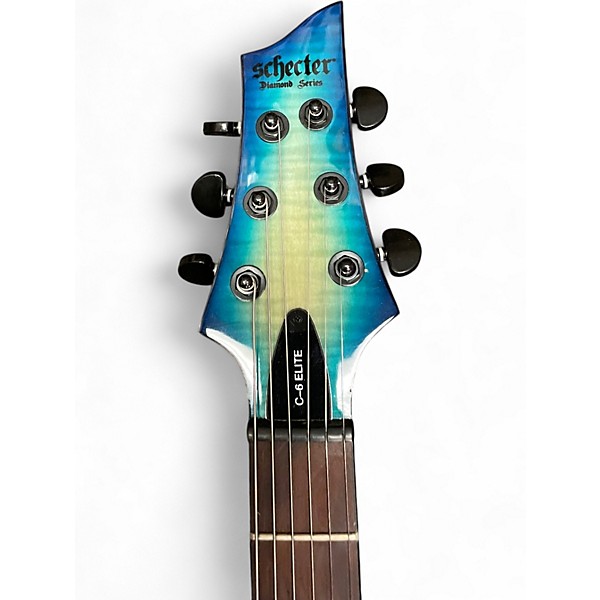 Used Schecter Guitar Research C-6 Elite Ocean Blue Burst Solid Body Electric Guitar