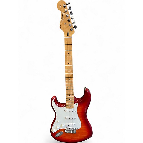 Used 2017 Fender Standard Stratocaster Plus Top Left Handed Aged Cherry Burst Electric Guitar