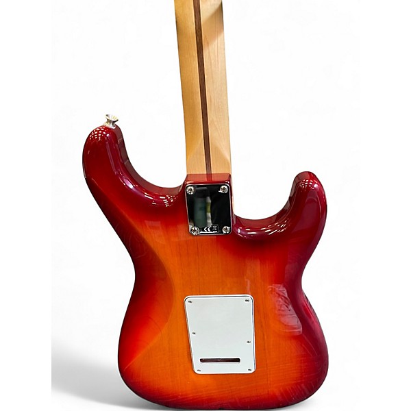 Used 2017 Fender Standard Stratocaster Plus Top Left Handed Aged Cherry Burst Electric Guitar