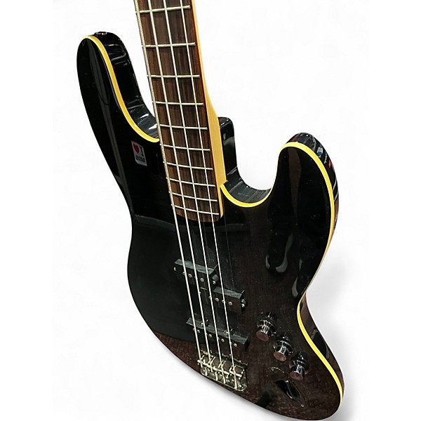 Used Fender Aerodyne Jazz Bass Black and Yellow Electric Bass Guitar