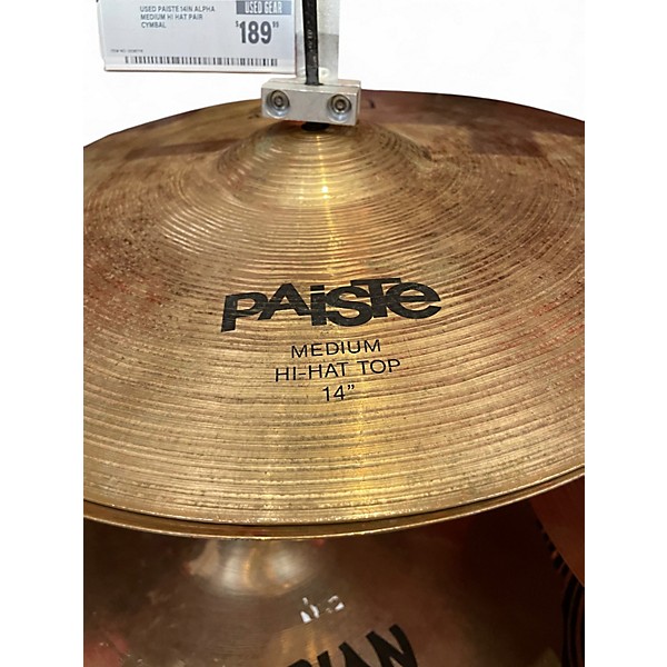 Used Paiste 14in Alpha Medium Hi Hat Pair Cymbal