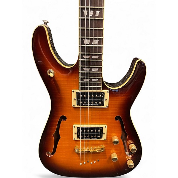 Used Schecter Guitar Research CSH1 Tobacco Sunburst Hollow Body Electric Guitar