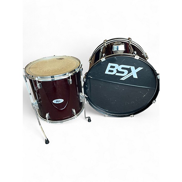 Used Basix Percussion 5 Piece BSX wine red Drum Kit