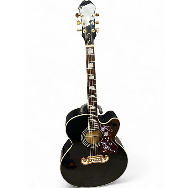 Used Epiphone EJ200CE Black Acoustic Electric Guitar Black