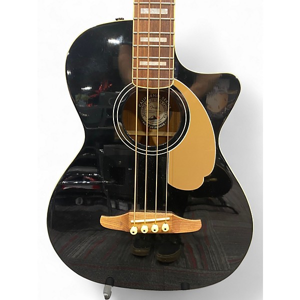 Used Fender Kingman Acoustic Electric Bass Black Acoustic Bass Guitar