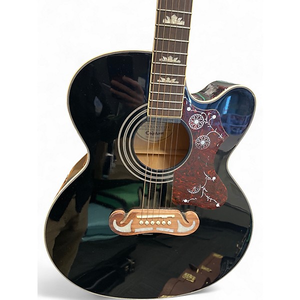 Used Epiphone EJ200SCE Black Acoustic Electric Guitar
