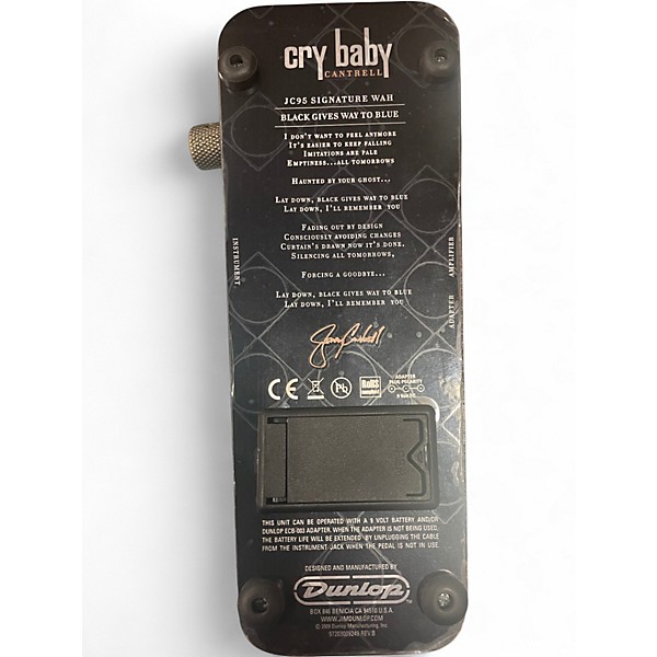 Used Dunlop JC95 Jerry Cantrell Signature Cry Baby Wah Effect Pedal