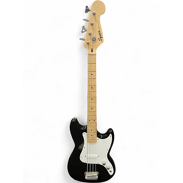 Used Squier Bronco Black and White Electric Bass Guitar