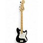 Used Squier Bronco Black and White Electric Bass Guitar thumbnail