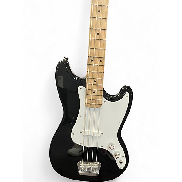 Used Squier Bronco Black and White Electric Bass Guitar