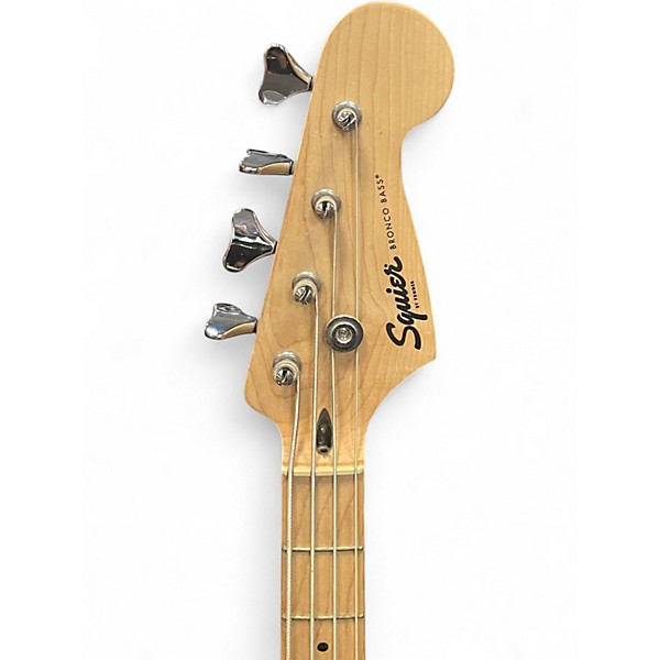 Used Squier Bronco Black and White Electric Bass Guitar