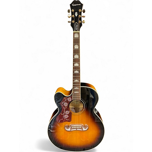 Used 2023 Epiphone J-200 EC 2 Tone Sunburst Acoustic Electric Guitar