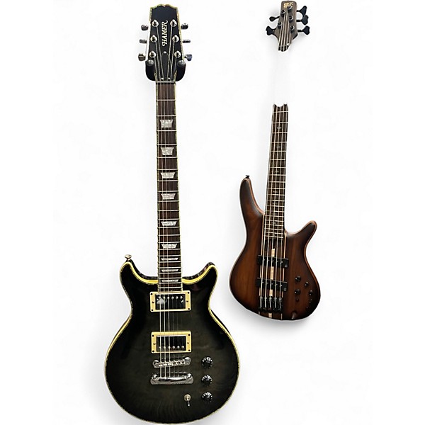 Used Hamer XT Trans Black Solid Body Electric Guitar