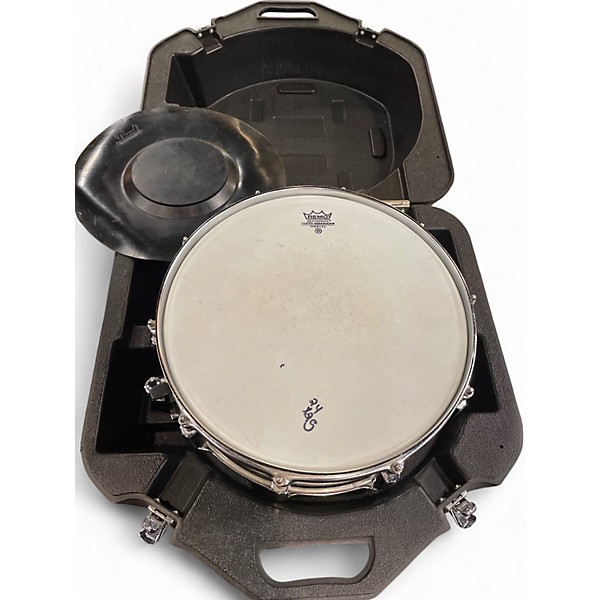 Used Pearl 14in Taiwan Steel Shell Band Snare Drum with Hard Case and Mute Chrome Drum