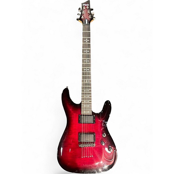 Used Schecter Guitar Research Demon 6 Crimson Red Burst Solid Body Electric Guitar