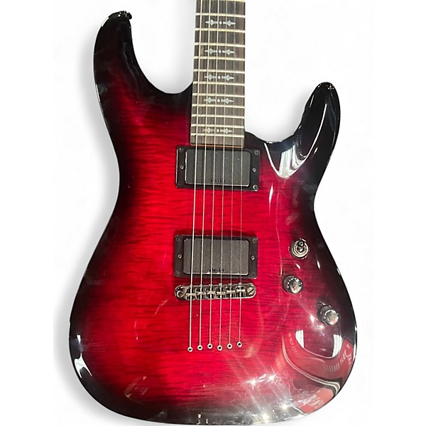 Used Schecter Guitar Research Demon 6 Crimson Red Burst Solid Body Electric Guitar