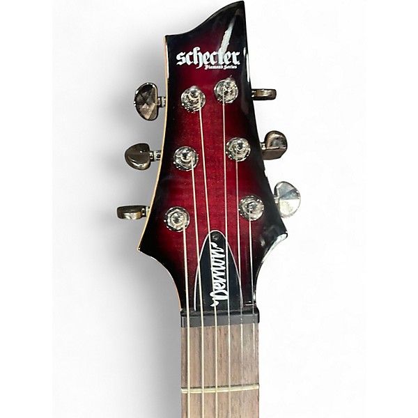 Used Schecter Guitar Research Demon 6 Crimson Red Burst Solid Body Electric Guitar