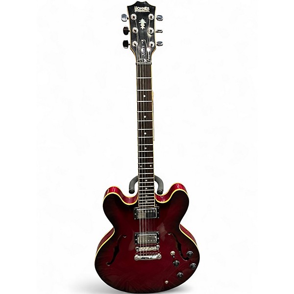 Used Hohner SE 35 Crimson Red Burst Hollow Body Electric Guitar