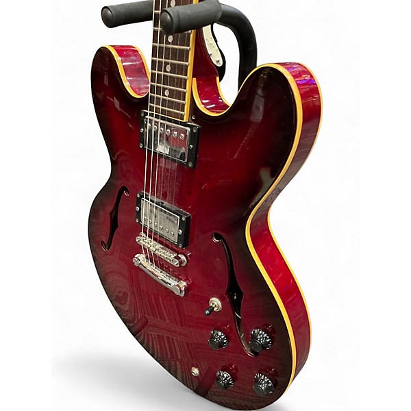 Used Hohner SE 35 Crimson Red Burst Hollow Body Electric Guitar