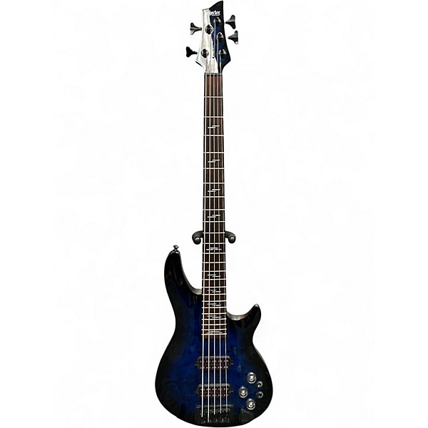 Used Schecter Guitar Research Omen Elite 5 See Thru Blue Burst Electric Bass Guitar