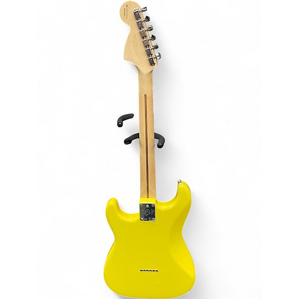 Used Fender Tom Delonge Signature Stratocaster Graffiti Yellow Solid Body Electric Guitar