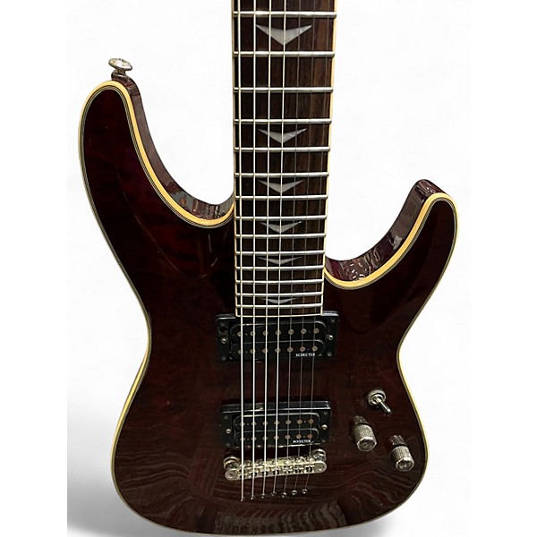 Used Schecter Guitar Research Omen 7 Burgundy Solid Body Electric Guitar