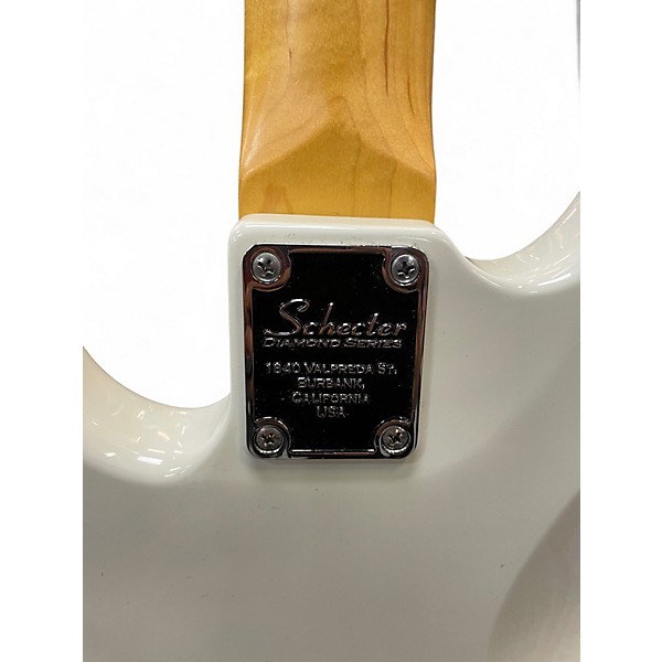 Used 2012 Schecter Guitar Research Model T White Electric Bass Guitar