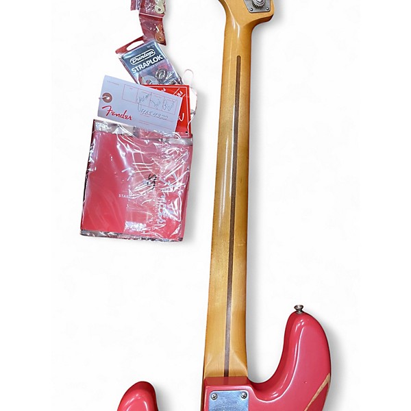 Used 2018 Fender Road Worn 1950S Precision Bass Fiesta Red Electric Bass Guitar