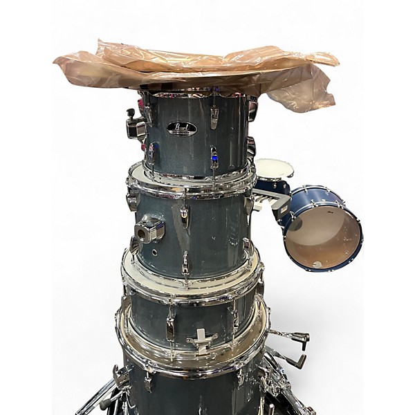 Used Pearl 5 Piece ROADSHOW Ice Blue Metallic Drum Kit
