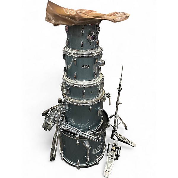 Used Pearl 5 Piece ROADSHOW Ice Blue Metallic Drum Kit