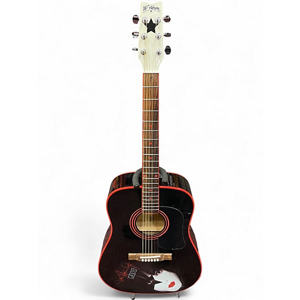 Used Washburn Paul Stanley Signature PS9B Black and Red Acoustic Guitar