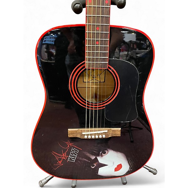 Used Washburn Paul Stanley Signature PS9B Black and Red Acoustic Guitar