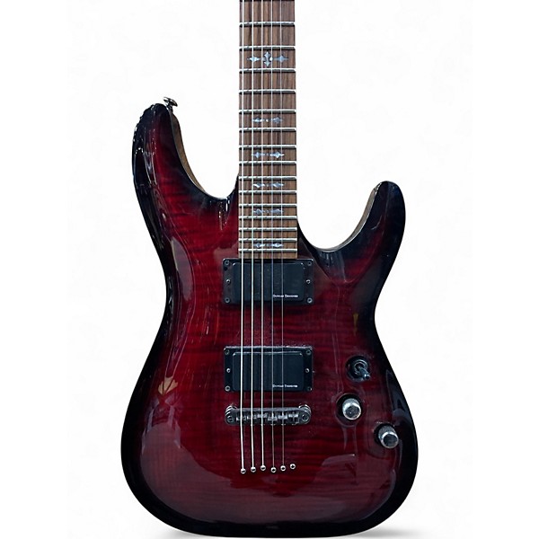 Used Schecter Guitar Research Demon 6 Crimson Red Trans Solid Body Electric Guitar