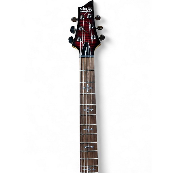 Used Schecter Guitar Research Demon 6 Crimson Red Trans Solid Body Electric Guitar