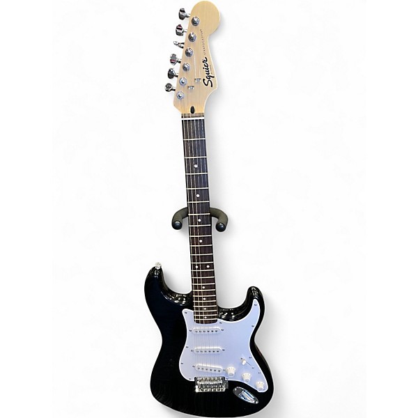 Used Squier Stratocaster Black Solid Body Electric Guitar