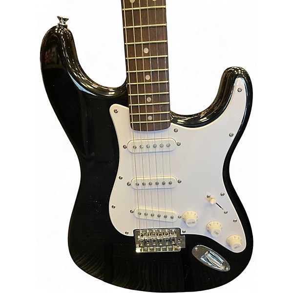 Used Squier Stratocaster Black Solid Body Electric Guitar