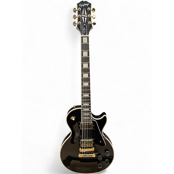 Used Epiphone Les Paul Custom Black and Gold Solid Body Electric Guitar