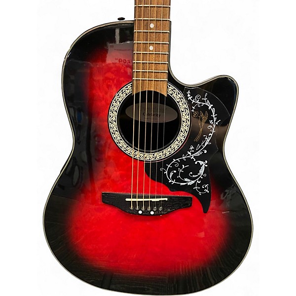 Used Ovation CK047 Celebrity Red to Black Fade Acoustic Electric Guitar