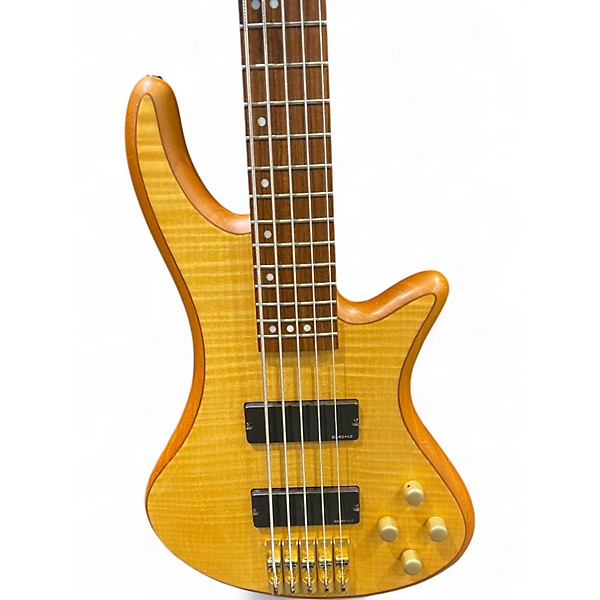 Used Schecter Guitar Research Diamond Passive Custom Active 5 String Natural Electric Bass Guitar