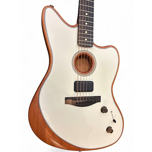Used 2020s Fender Acoustasonic Jazzmaster Alpine White Acoustic Electric Guitar
