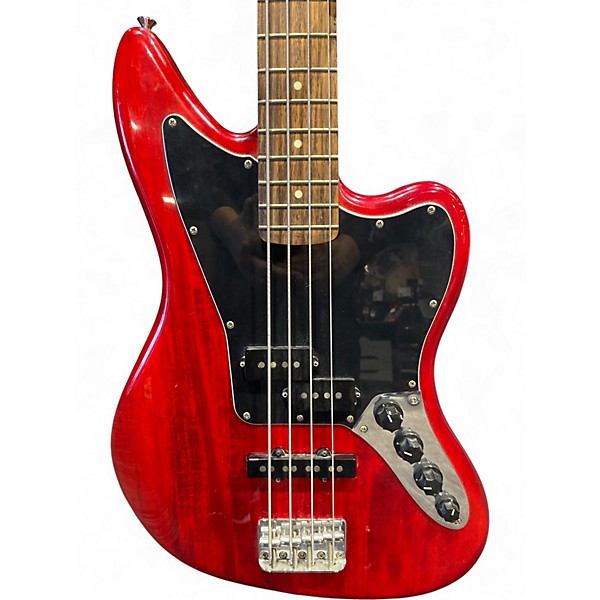 Used Squier Vintage Modified Jaguar Bass Candy Apple Red Electric Bass Guitar