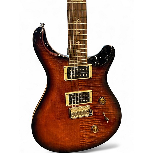Used PRS SE Custom 24 Black and Gold Solid Body Electric Guitar