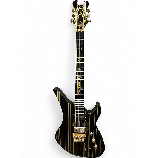 Used Schecter Guitar Research Synyster Gates Signature Custom S Black and Gold Solid Body Electric Guitar