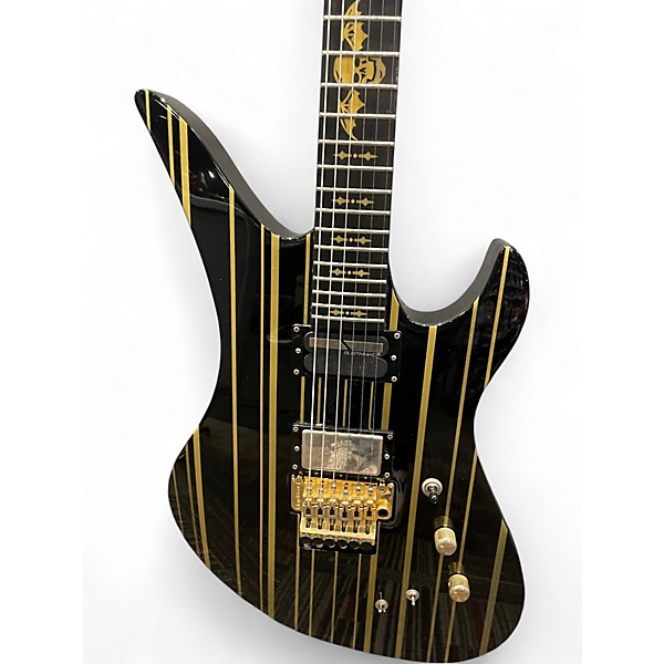 Used Schecter Guitar Research Synyster Gates Signature Custom S Black and Gold Solid Body Electric Guitar