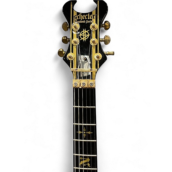 Used Schecter Guitar Research Synyster Gates Signature Custom S Black and Gold Solid Body Electric Guitar