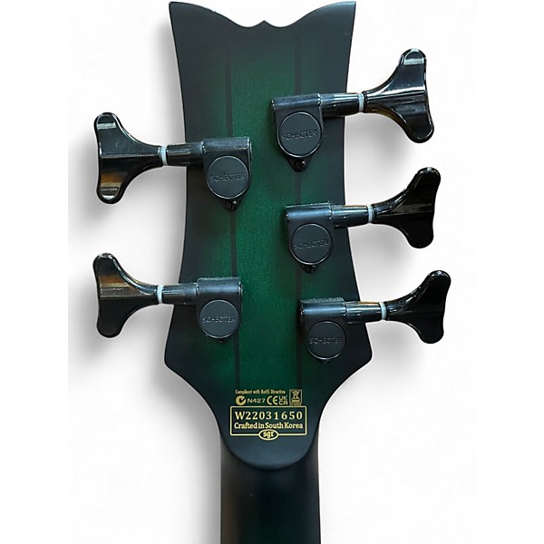 Used Schecter Guitar Research Stiletto Studio 5 String GREEN BURST Electric Bass Guitar