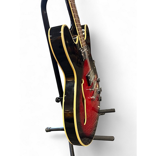 Used Glenburton Les Paul Red and Black Burst Hollow Body Electric Guitar