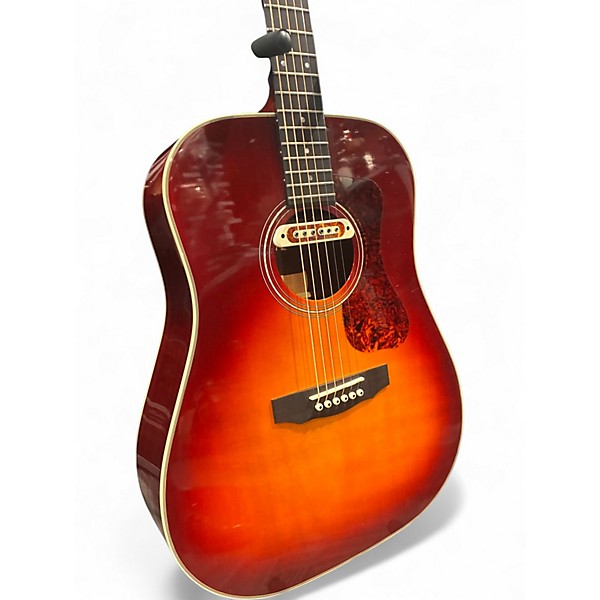 Used Guild D140 Cherry Sunburst Acoustic Electric Guitar